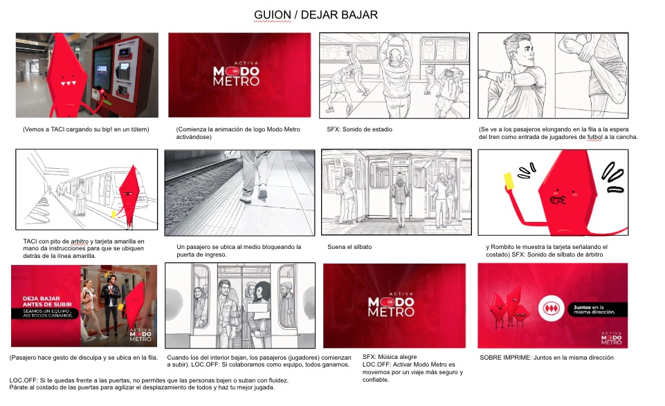 Storyboard de Dejar bajar, desarrollado por Cine1 desde el guion literario de Land