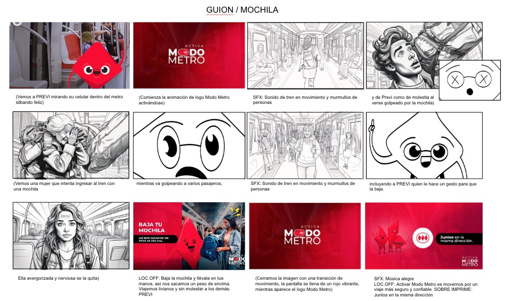 Storyboard de Mochila, desarrollado por Cine1 desde el guion literario de Land